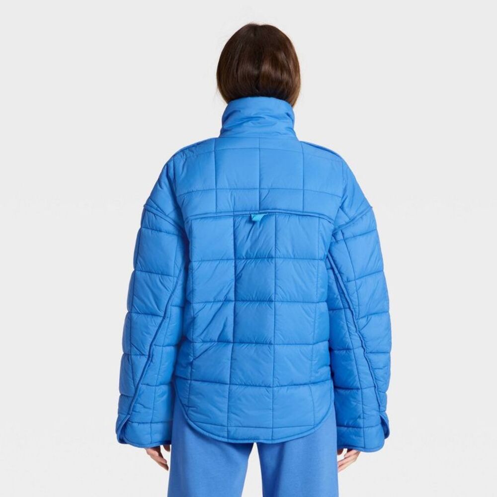 Women's Oversized Quilted Puffer Jacket - JoyLab Vibrant Blue XS - Picture 2 of 3